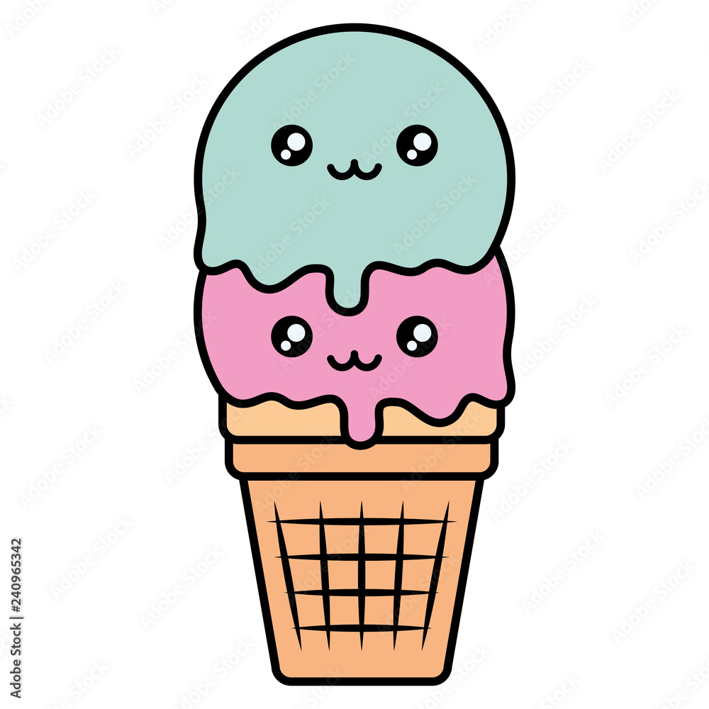 cute ice cream kawaii character