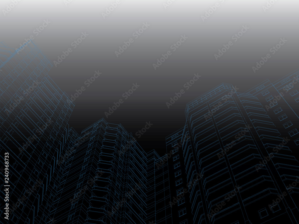 Background with the outlines of residential buildings