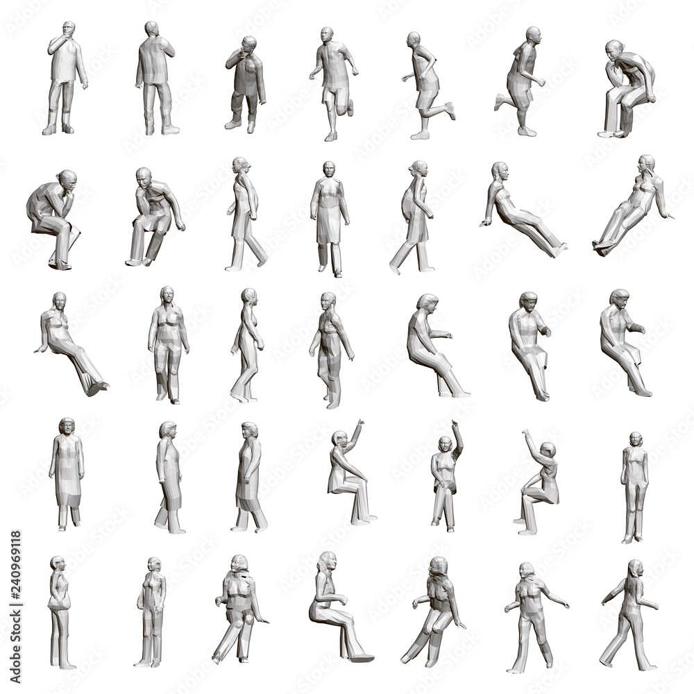 Set with people in different positions Set with people in different positions