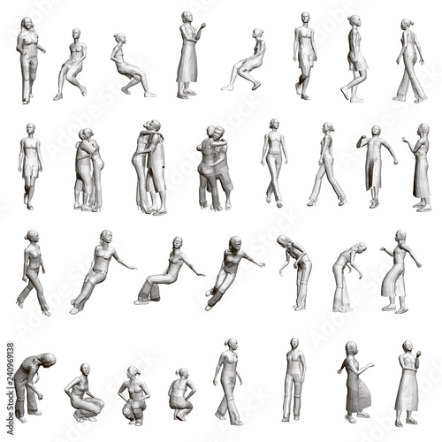 Set with people in different positions