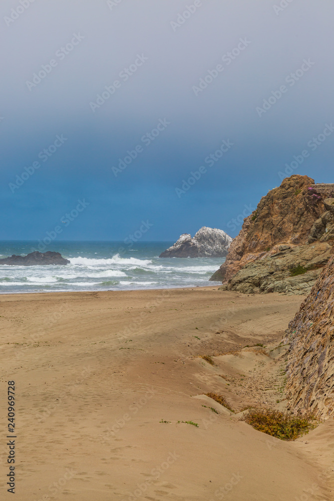 Looking out over Ocean Beach in San Francisco, towards Seal Rock