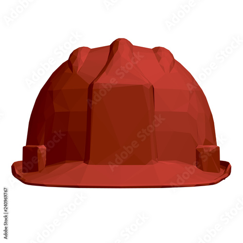 Red protective helmet