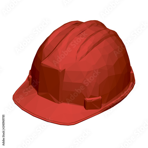 Red protective helmet