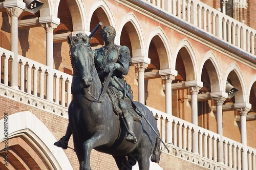 Equestrian statue of Gattamelataand Basilica del Santo in Padua, Italy photo