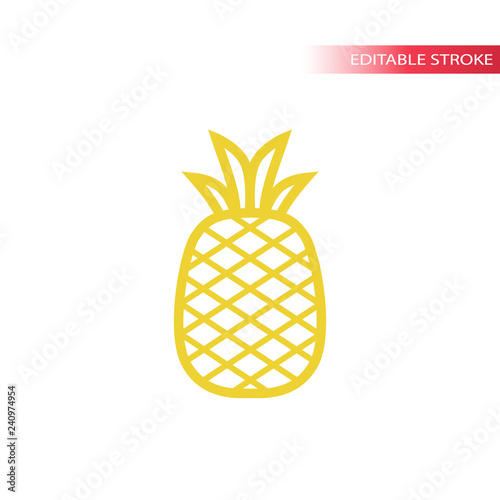 Pineapple simple line icon in color. Outline pineapple vector icon. Fully editable.