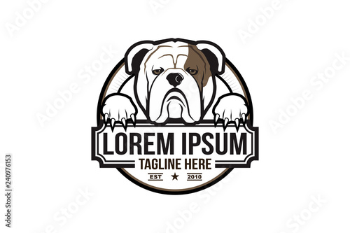 old school or vintage style bulldog cartoon character badge logo vector template