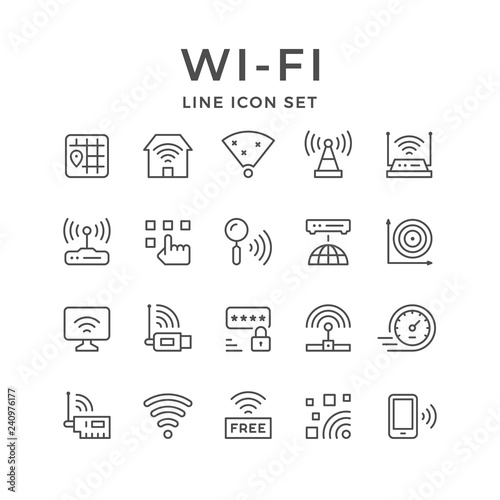 Set line icons of Wi-Fi