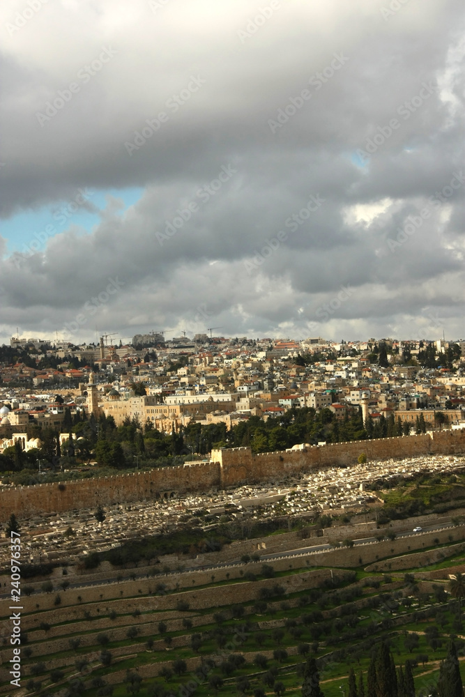 View of Jerusalem from Mount of Olives, the old city