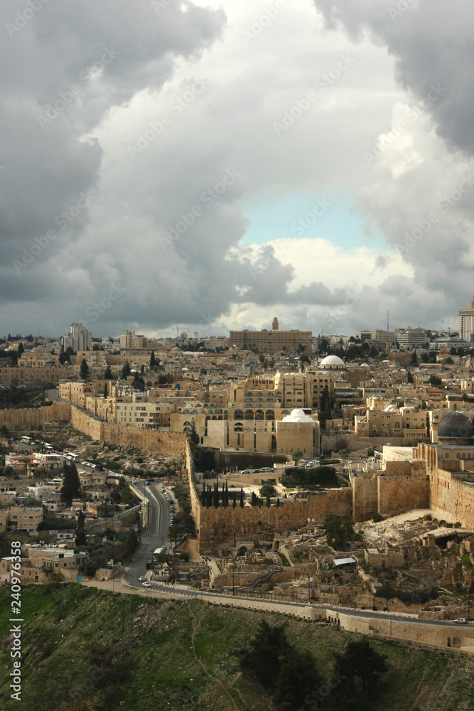 View of Jerusalem from Mount of Olives, the old city