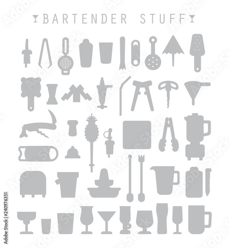 Bartender stuff. Flat design. Vector. 