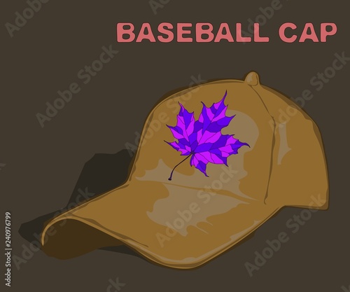 One  baseball cap with a design sign.