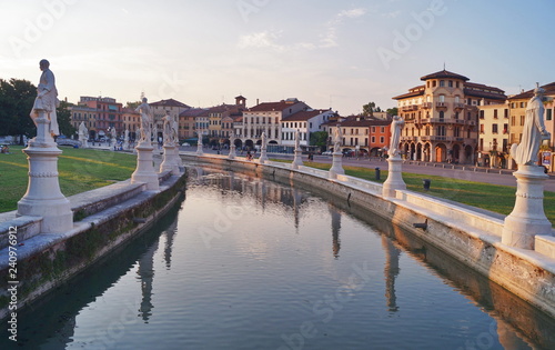 Canal of Prato della Valle square at sunset, Padua, Italy