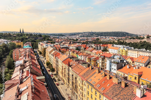 Roofs of Prague from Nusle Bridge, summer view photo