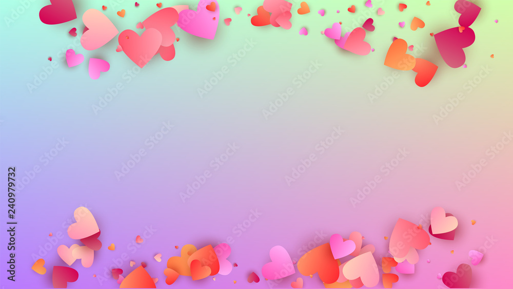 Valentine's Day Background. Many Random Falling Purple Hearts on Hologram Backdrop. Heart Confetti Pattern. Banner Template. Vector Valentine's Day Background. Valentine's Day Background. Many Random Falling Purple Hearts on Hologram Backdrop. Heart Confetti Pattern. Banner Template. Vector Valentine's Day Background.