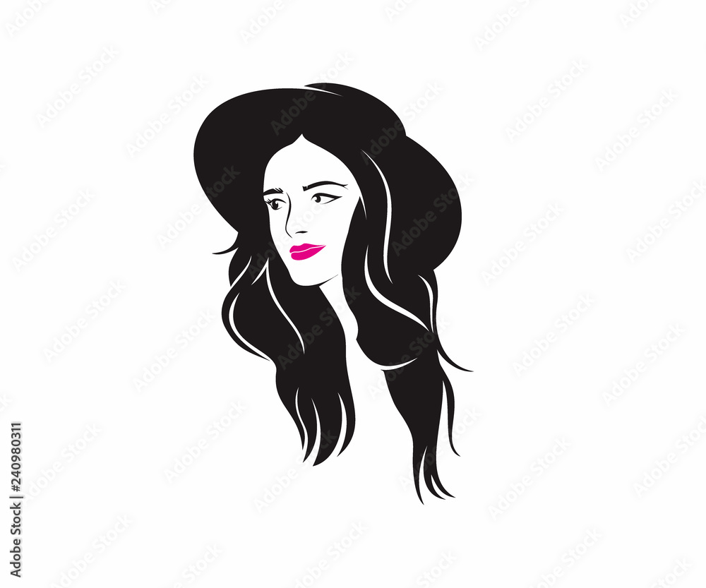 Silhouette Beauty People and Hairstyle vector logo design
