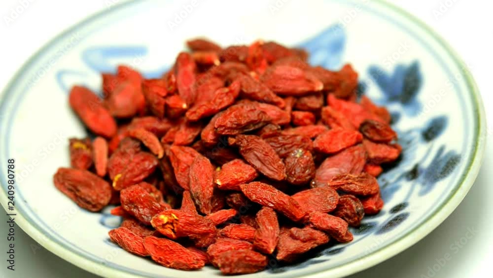 Goji berries on a turn table Goji berries on a turn table