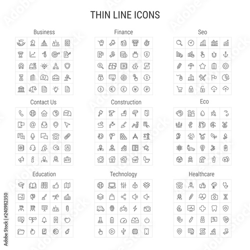 thin line icons set