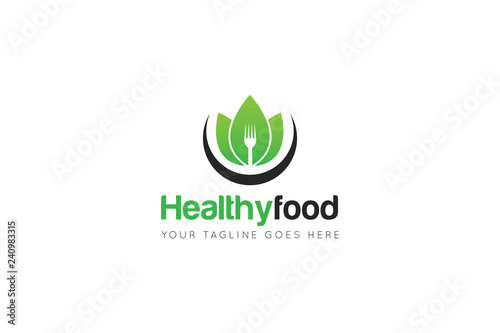 healthy food logo and icon vector design template