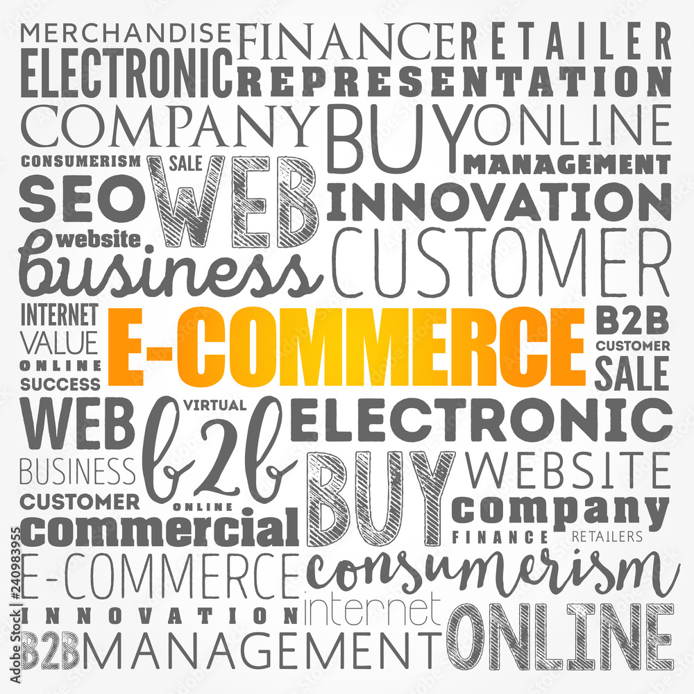 Obraz premium E-COMMERCE word cloud collage, business concept background