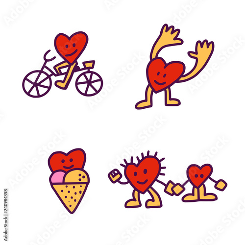 Four doodle Hearts