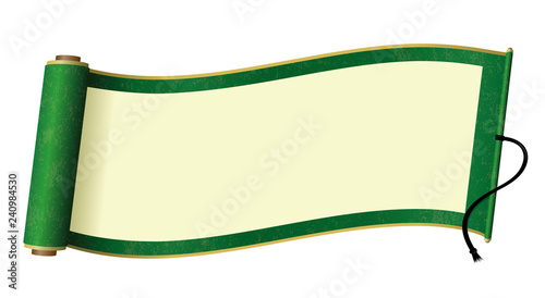 Japanese scroll paper illustration (green)