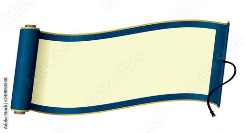 Japanese scroll paper illustration (blue)