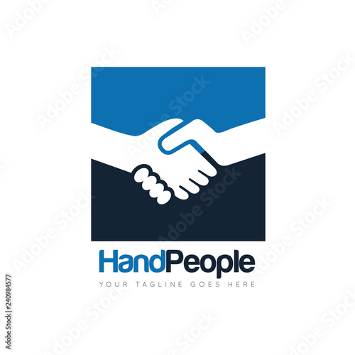 people deal handshake logo and icon vector design template