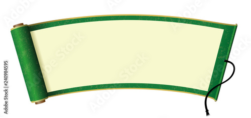 Japanese scroll paper illustration (green)