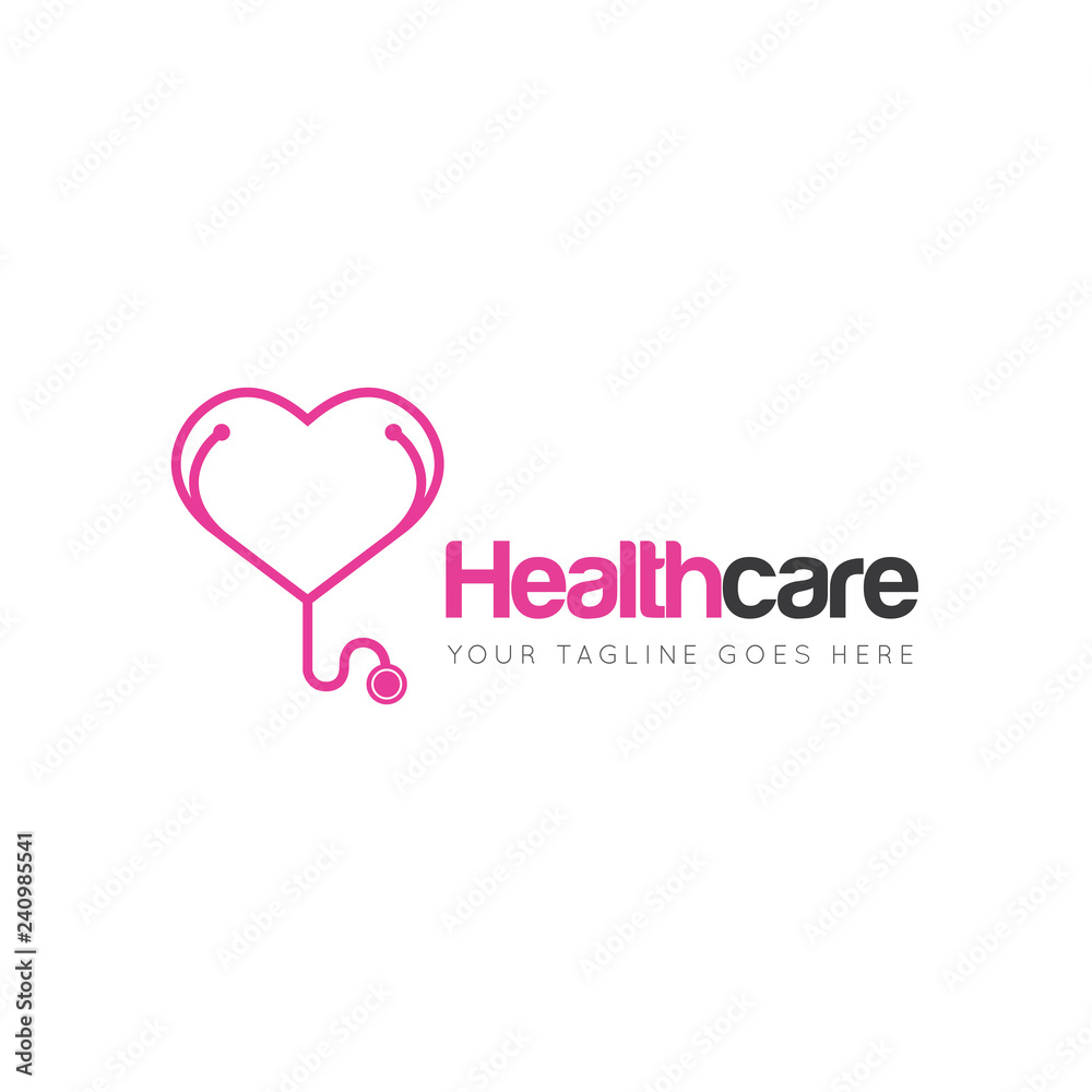 medical health care with stethoscope logo and icon vector design template