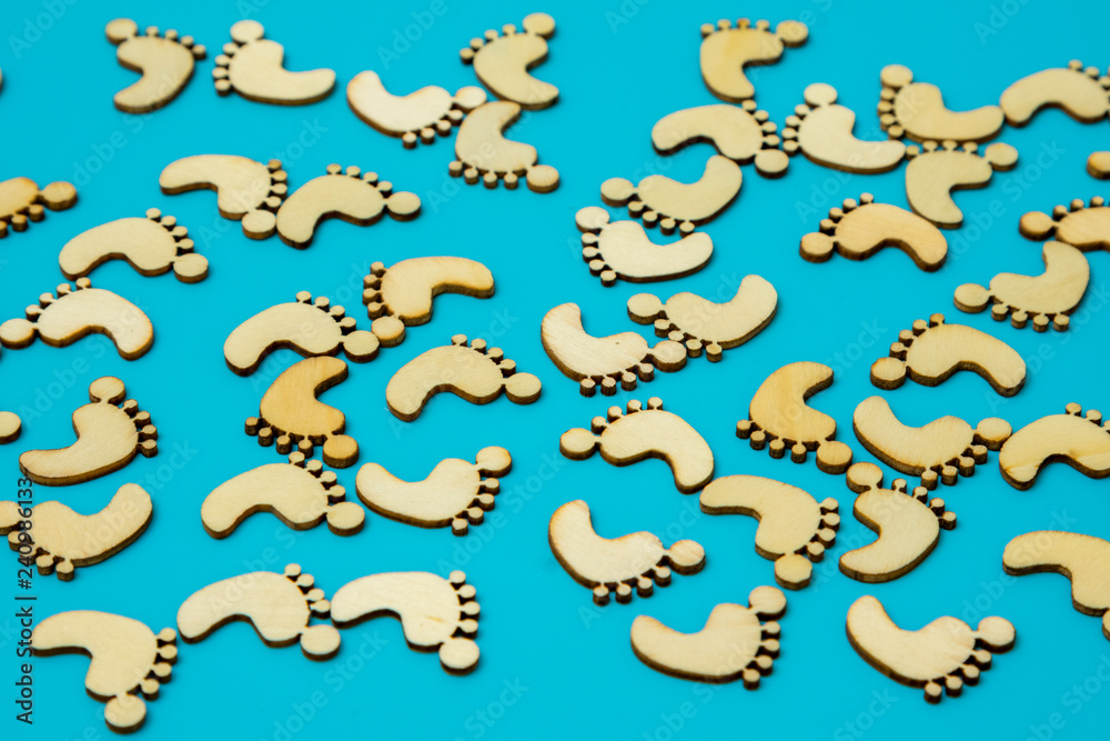 Footprints on a blue background. background Footprints on a blue background. background