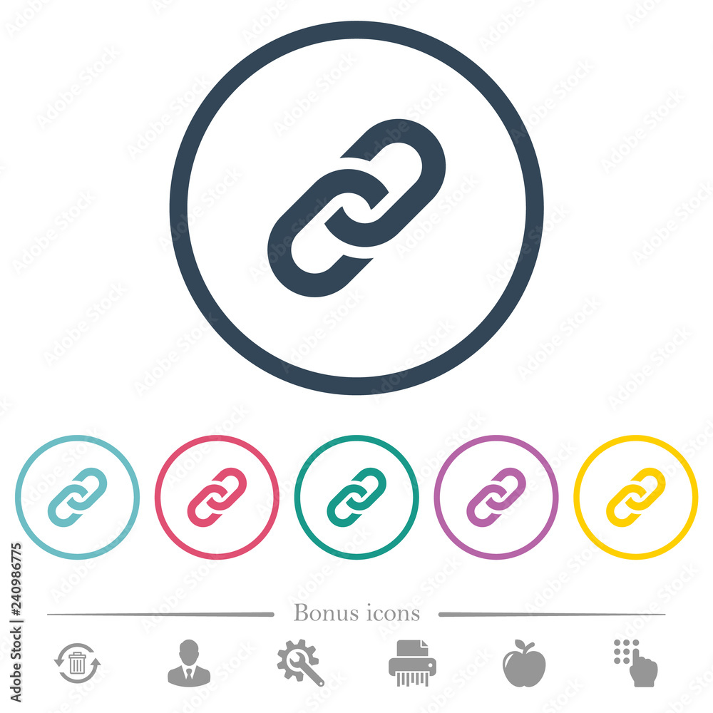 Link flat color icons in round outlines