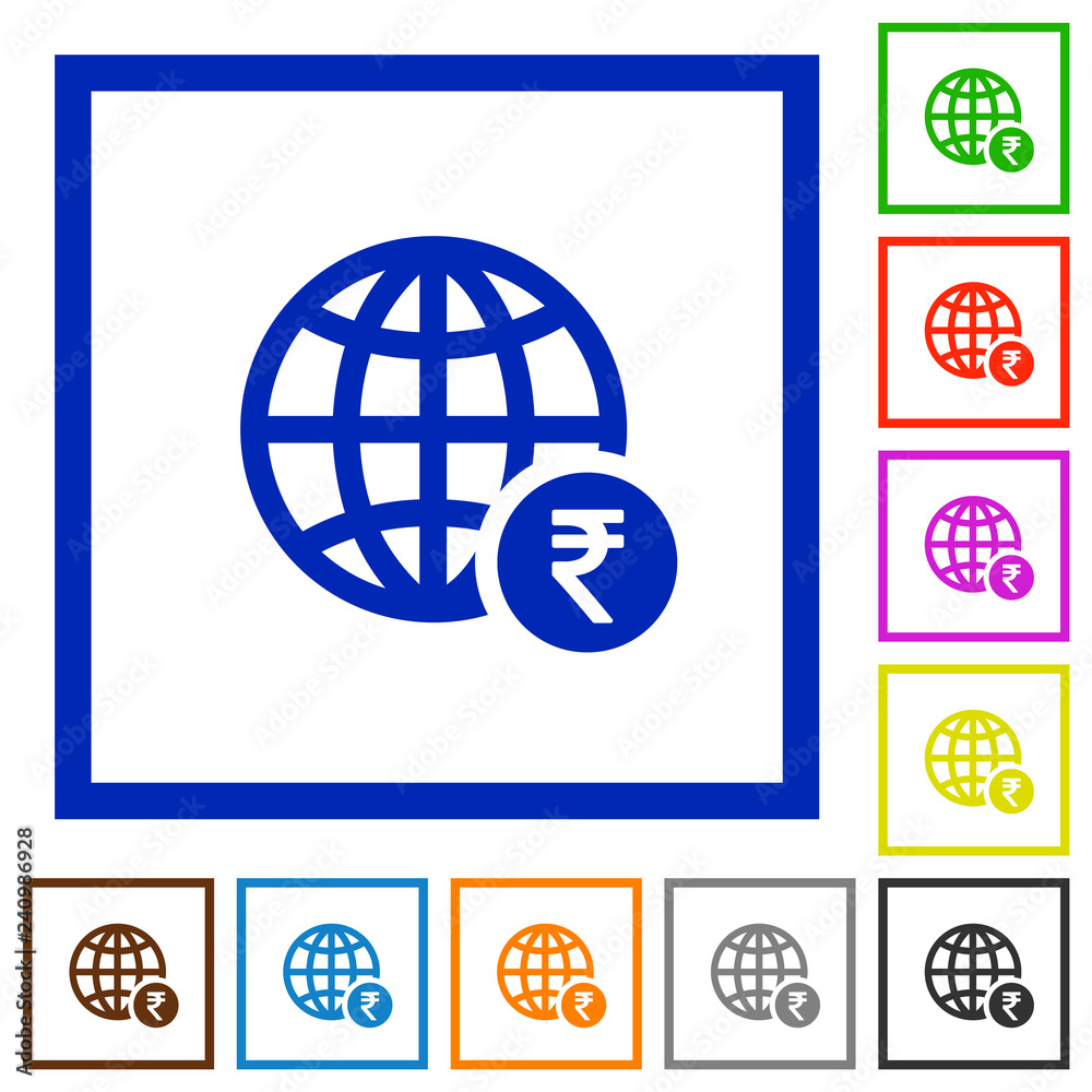 Online Rupee payment flat framed icons Online Rupee payment flat framed icons