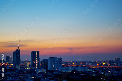 sunset and city