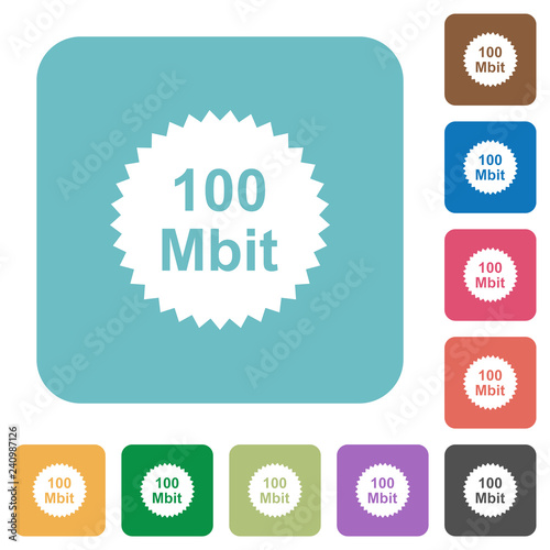 100 mbit guarantee sticker rounded square flat icons