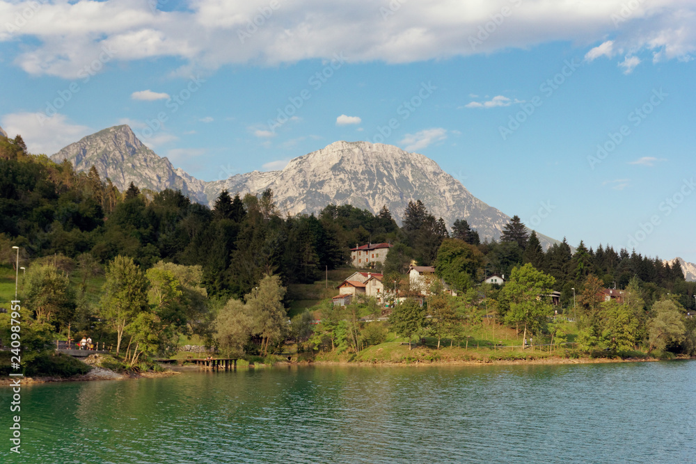Barcis, Pordenone, Italy a beautiful mountain village on Lake Barcis.