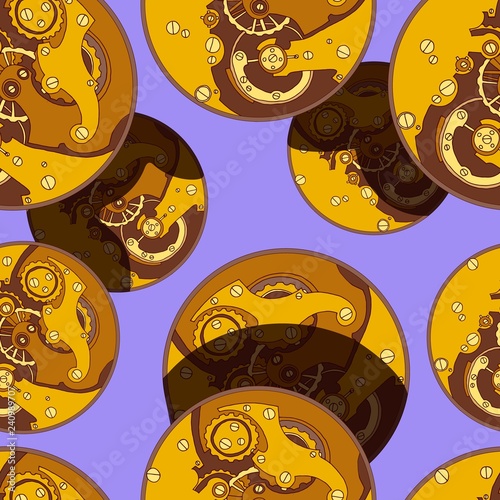 Seamless pattern of watch movements in space.