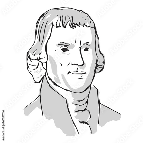 Thomas Jefferson, One of the Authors of the Declaration of Independence, 3rd President of the United States. Vector Illustration.
