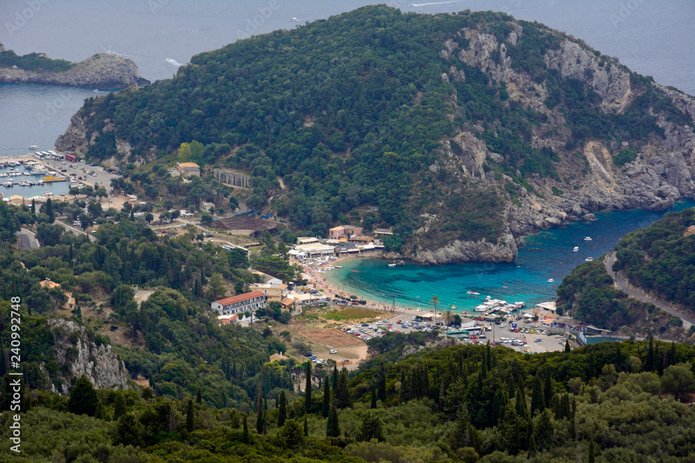 view of Paleokastritsa, Corfu, Ionian Islands, Greece