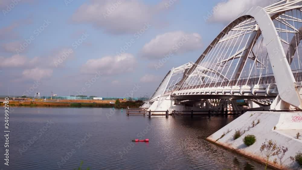 The Enneüs Heerma bridge links the Zeeburgereiland with the Steigereiland, Amsterdam, The Netherlands