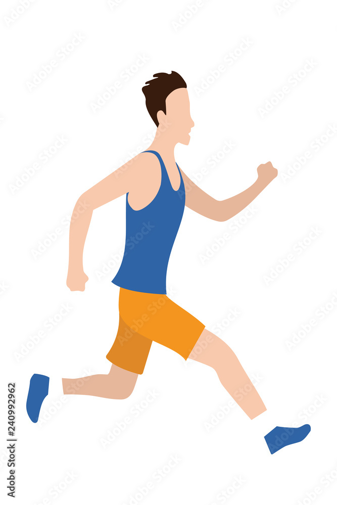 Vector running man in flat design style. Sport. Run. Active fitness