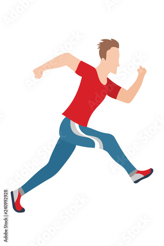 Vector running man in flat design style. Sport. Run. Active fitness