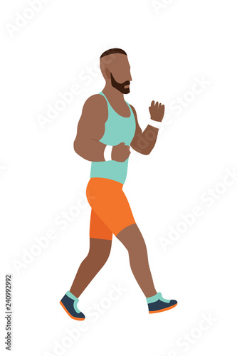 Vector running man in flat design style. Sport. Run. Active fitness