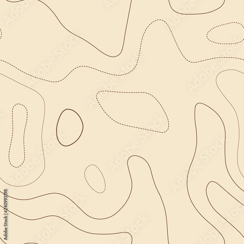 Admirable topographic map. Seamless design, amazing tileable isolines pattern. Vector illustration.