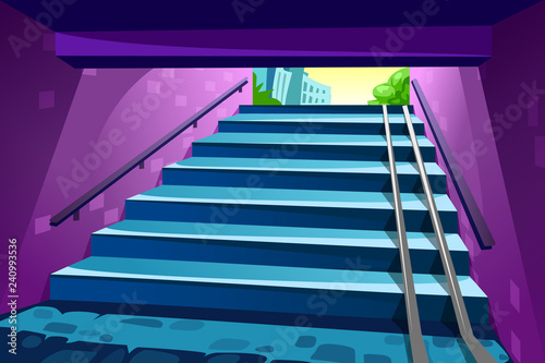 vector illustration underpass steps, transition, metro