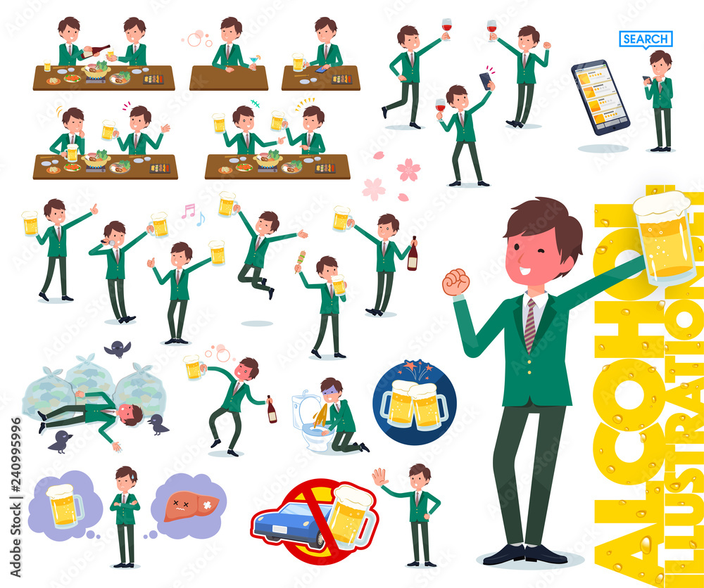 Fototapeta premium flat type school boy Green Blazer_alcohol