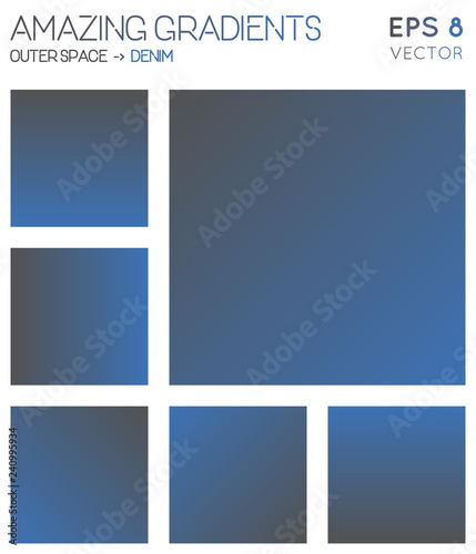 Colorful gradients in outer space, denim color tones. Admirable gradient background, bold vector illustration.