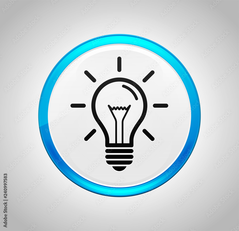 Lightbulb icon round blue push button Lightbulb icon round blue push button