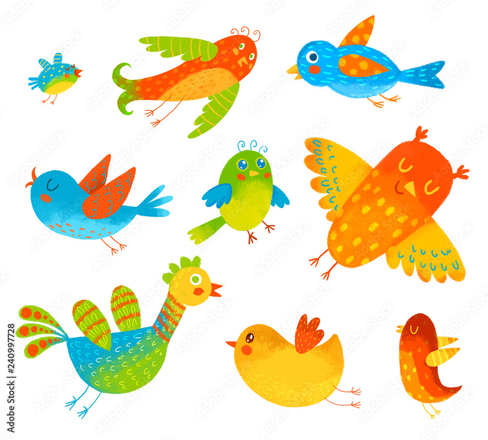 Funny colorful birdies Funny colorful birdies
