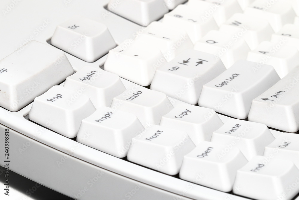Modern computer keyboard. some part of white computer keyboard, Focus on special key Modern computer keyboard. some part of white computer keyboard, Focus on special key