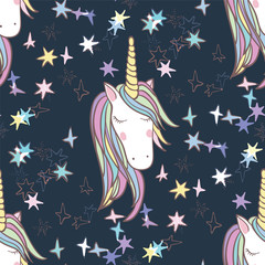 Fototapete Einhornmuster Einhorn Regenbogen Scrapbook Pastellmuster  © Rasveta
